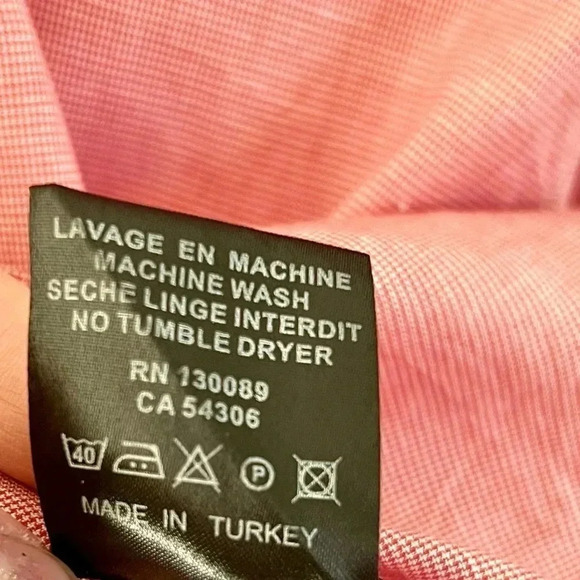 Jared Lang Red & White Small Gingham Print Button Down Flip Cuff Dress Shirt 2XL - Picture 10 of 10